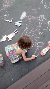 Please note the realistic depiction of some of the Power Rangers in the top right, as well as her writing skills!