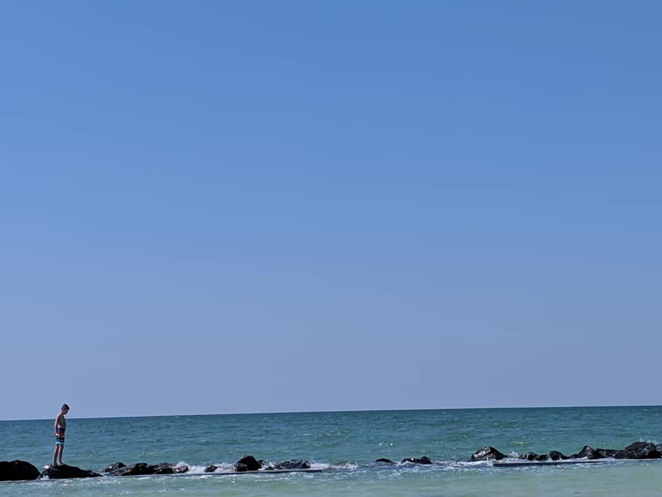 Scorch on the breakwater in the Gulf
