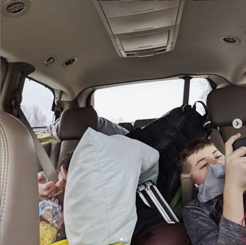 The Bean and Scorch in the car on the way to FL.